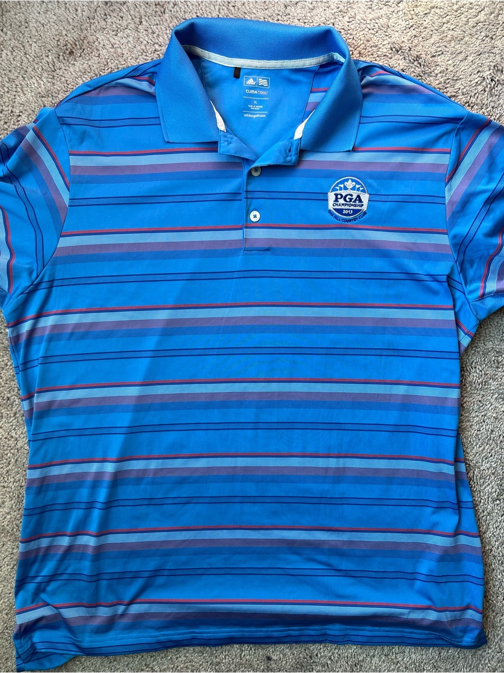 Adidas 2013 PGA championship Blue Striped Polo Shirt